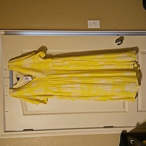 Midi yellow shirred